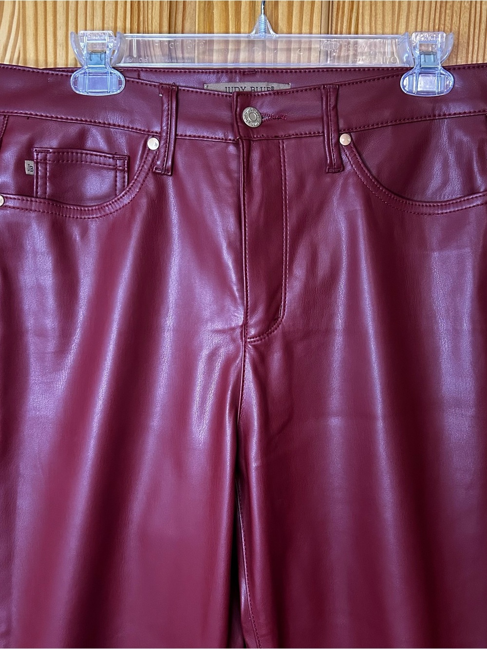 Judy Blue Wine Faux Leather Straight Leg Pants
